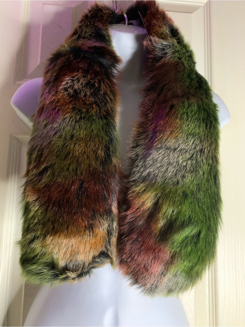 Multi-colored Faux Fur Scarf